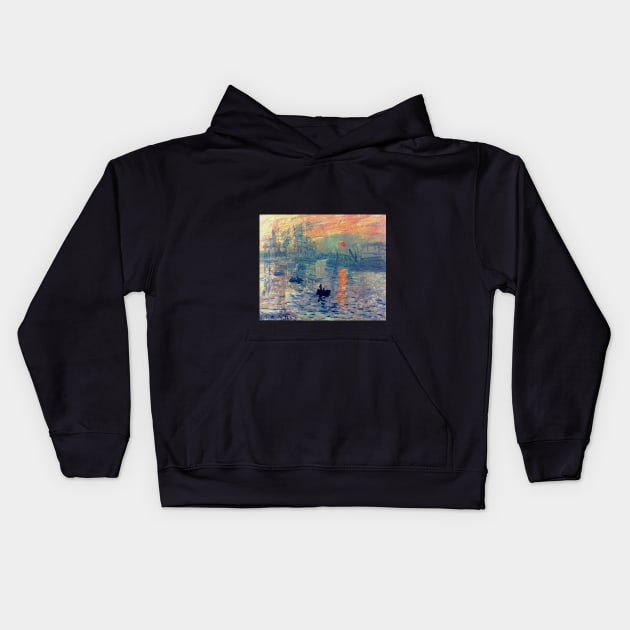 Impression, Sunrise by Claude Monet (1872) Kids Hoodie by Naves